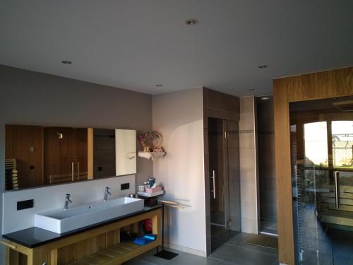 Dapur atau dapur kecil di Vakantiewoning Mierzicht met privé wellness Haspengouw