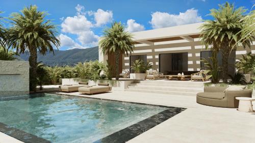 アリカナスにあるVilla La Carettaのヤシの木が茂るヴィラ