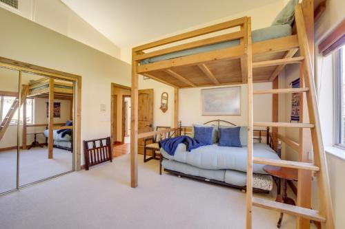 a bedroom with two bunk beds and a mirror at Stunning Sedona Views Spa, Firepit and Stargazing in Sedona