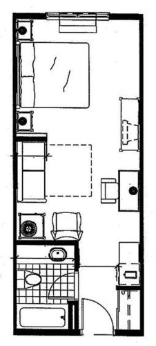 a black and white floor plan of a bathroom at Country Inn & Suites by Radisson, St Petersburg - Clearwater, FL in Pinellas Park