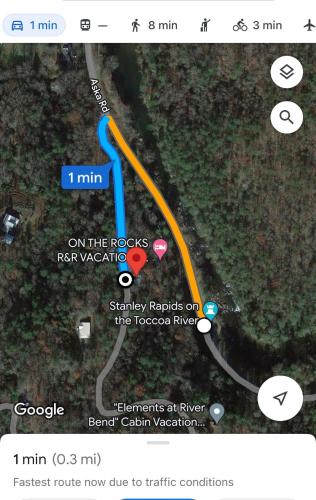 a screenshot of a map of a road at THE LEGEND OF ASKA- Blue Ridge Cabin, River & Mtn views, Hot Tub, Game room in Blue Ridge