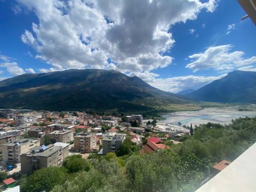 a view of a city and a river at Vila Përmbi Tepelenë in Tepelenë