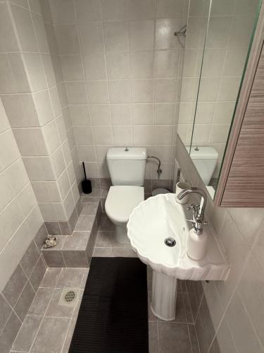 a bathroom with a toilet and a sink at SyrasView in Ermoupoli