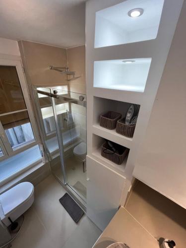 une salle de bain avec douche et toilettes dans l'établissement Flat in heart of Paris, à Paris