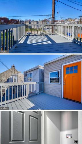 two pictures of a garage with an orange door at High level Where Sophistication meets Elegance in Baltimore