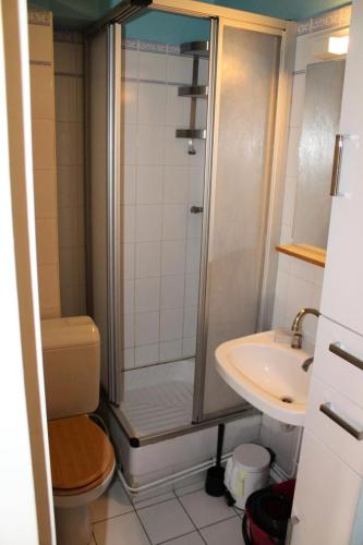 une salle de bain avec une douche, des toilettes et un lavabo dans l'établissement Résidence Le Bois D'aurouze - Studio pour 3 Personnes MAE-9004, à Saint-Étienne-en-Dévoluy