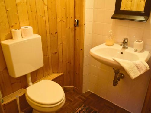 a bathroom with a toilet and a sink at B&B Levigliani in Levigliani