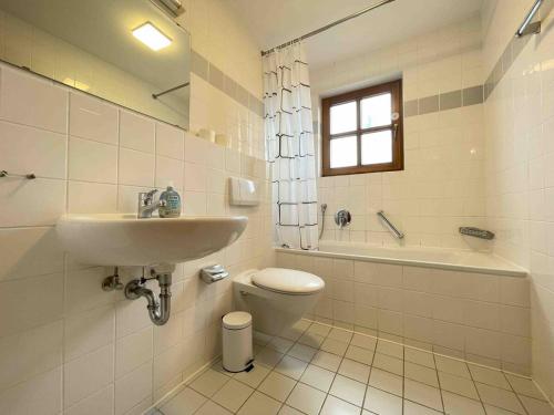 Koupelna v ubytování STA1115 gut geschnittene Monteurwohnung mit Balkon