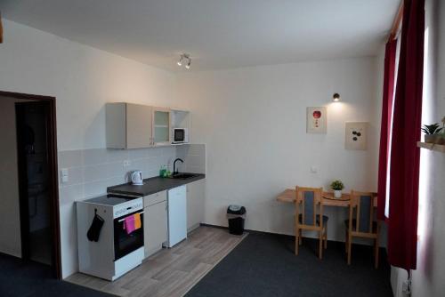 Kuchyň nebo kuchyňský kout v ubytování Letní Apartmány Nežárka
