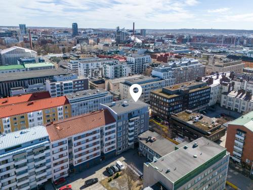 an aerial view of a city with buildings at Luxurious 1BR Penthouse with Private Balcony in Tampere