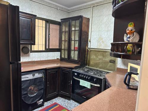 a kitchen with a stove and a dishwasher at Nile View Apartment - Fully Furnished in Cairo