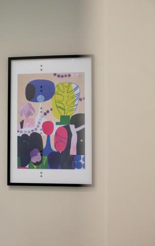 a framed art print of a group of people at Little Bucharest downtown apartments Romana in Bucharest