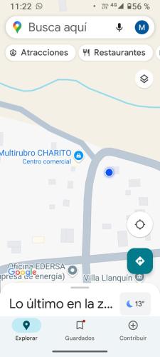 a screenshot of a cell phone with a map at El Quillango in Villa Llanquin