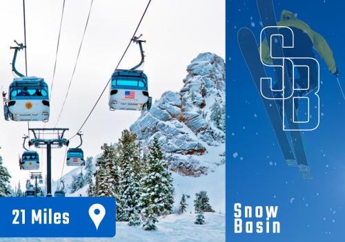 two pictures of a ski lift with a snowbush at Hill Field Stays by Cloud Dream Homes in Layton
