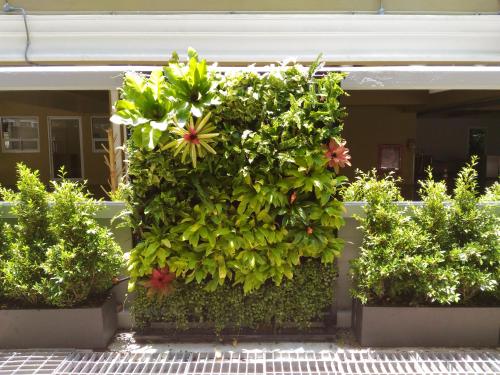 a large green bush on the side of a building at Le Tada Residence in Bangkok