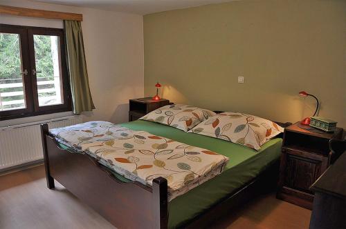a bedroom with a bed and a window at Apartment Rogla Lodge in Zreče