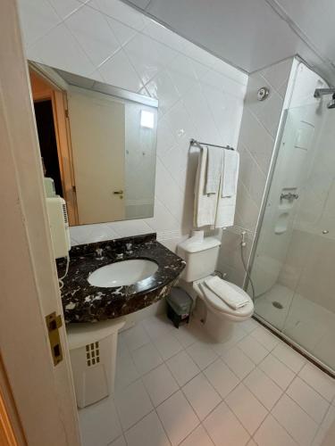 Koupelna v ubytování Pinheiros Luxuoso Flat em hotel 4 star