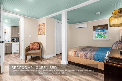 a bedroom with a bed and a chair at Mills Lakeside in Orlando