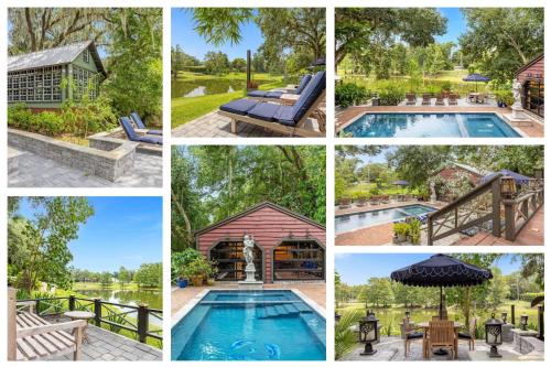 a collage of photos with a pool and a house at Mills Lakeside in Orlando