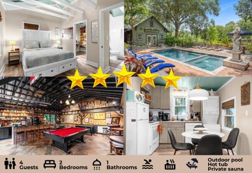 a collage of pictures of a kitchen and a house at Mills Cottage in Orlando