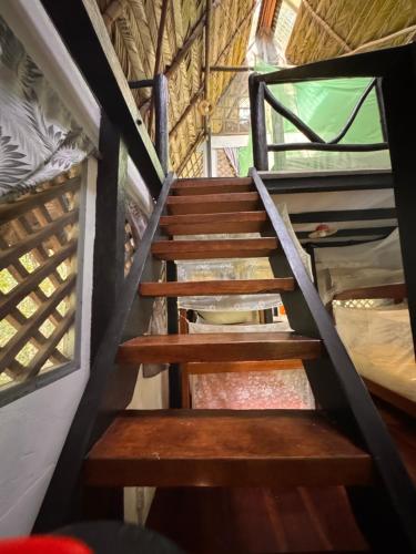 a set of stairs in a tiny house at Finca Tatin Hotel in Lámpara