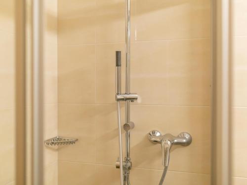 a shower in a bathroom with a glass door at Bergjuwel Typ 5 in Fügen