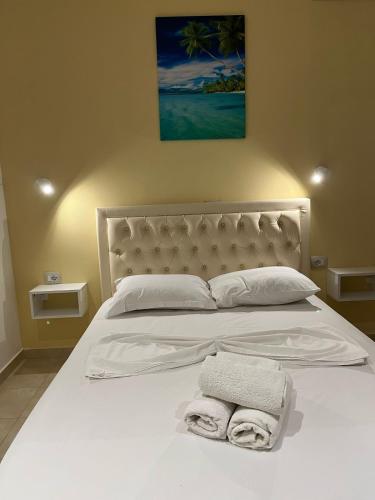Cama o camas de una habitación en Villa Juli Ksamil