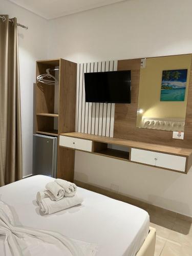 Cama o camas de una habitación en Villa Juli Ksamil