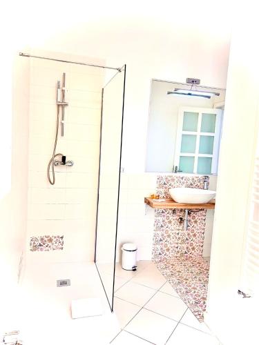 a bathroom with a shower and a sink at Don Nicola Tourist Location in Polignano a Mare