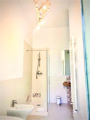 a bathroom with a shower and a sink at Don Nicola Tourist Location in Polignano a Mare