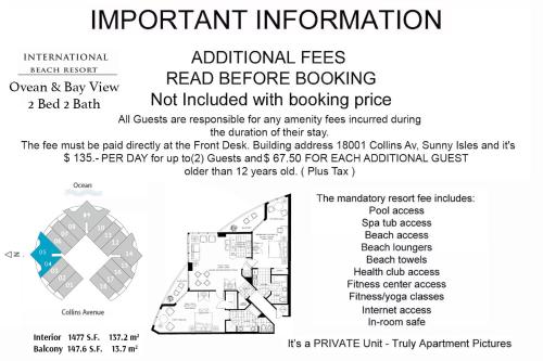 un diagramma della planimetria di una casa di TRUMP INTL 2 BEDROOM APARTMENT 1600 Sf Ocean and Bay View With Terrace a Miami Beach