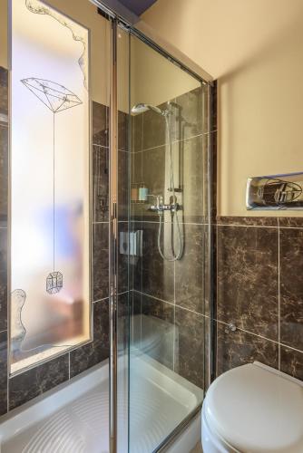 a bathroom with a shower and a toilet at Diamantino Town House in Padova