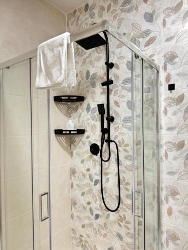 a bathroom with a shower with a shower head at Casa Giulia in Portici