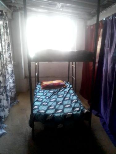 a bunk bed in a room with a window at Himalayan Bed & Breakfast, Triund Trekking and Snowline Trekking Hostel in Dharamshala