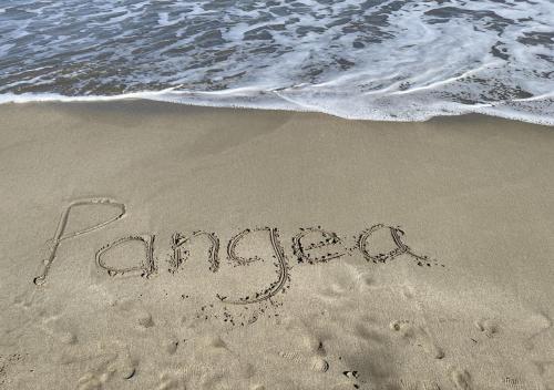 a sign written in the sand on the beach at Entire Home Near Beach, Quiet Area, Pool in Manzanillo