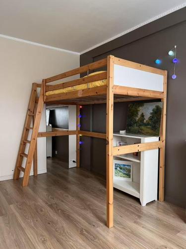 - un lit superposé avec une échelle dans une chambre dans l'établissement Entre Seine et Forêt, à Avon