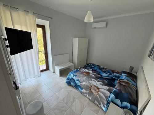 a bedroom with a bed and a television in it at B&B da Salvador in Papasidero