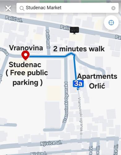 a screenshot of a map of vancouver and minutes walk at Apartments Orlić - Self check-in with code, WI-FI, Netflix, smart TV, garden in Zagreb