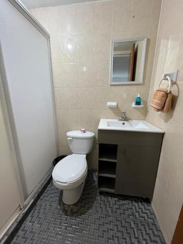 a bathroom with a toilet and a sink at Casa residencial Santa María in Oaxaca City