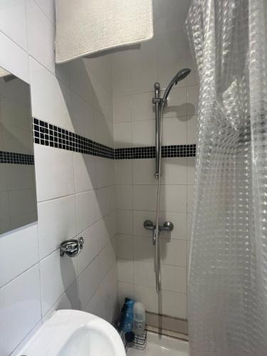 une salle de bain avec douche et lavabo dans l'établissement Studio Confort à Montmartre, à Paris
