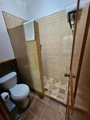 a bathroom with a toilet and a shower at Nica Valley in Rivas