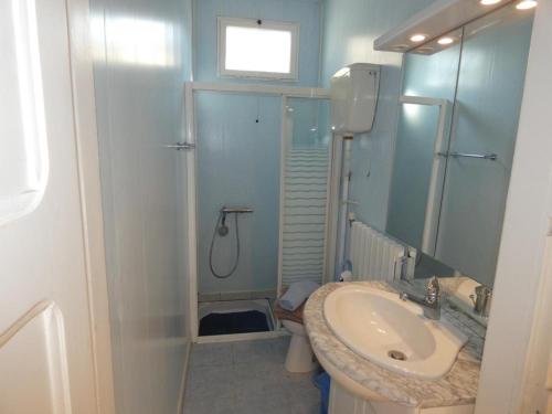 une salle de bain avec un lavabo et une douche dans l'établissement Charmante maison à La Barre-de-Monts pour 4 pers - FR-1-540-320, à La Barre-de-Monts
