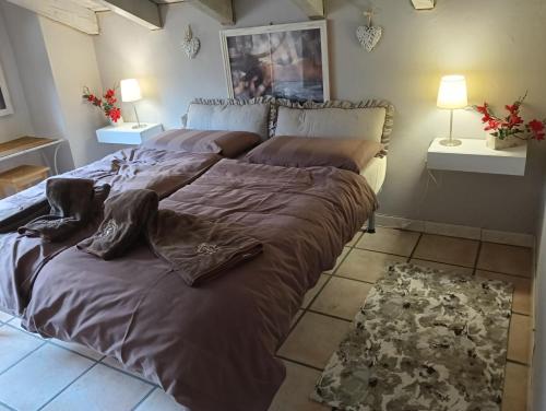 a large bed in a bedroom with two lamps at CASA ELISA in Cavaglio San Donnino