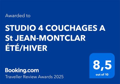 a blue rectangle with the words courses a st jason montclair at STUDIO 4 COUCHAGES A St JEAN-MONTCLAR ÉTÉ/HIVER in Montclar