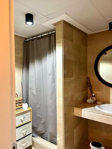 a bathroom with a shower and a sink at Sweet Home II in Manilva