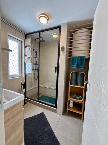 a bathroom with a shower and a sink at Guest House Durmitor Paradise in Žabljak