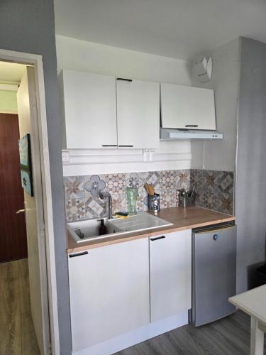 Η κουζίνα ή μικρή κουζίνα στο Charmant Studio de 25m² - 30m de la mer - Barcares