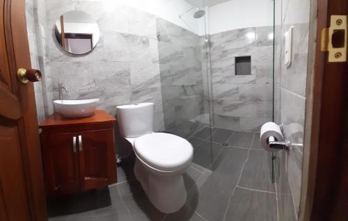 Koupelna v ubytování Hotel Macao