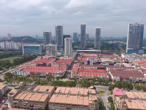 an aerial view of a city with tall buildings at Encorp Strand Suite by Luvit Stay in Petaling Jaya