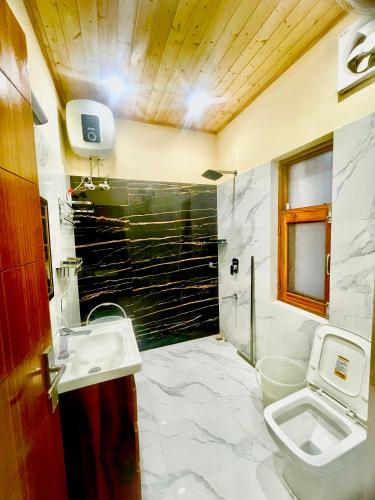 ムスーリーにあるZenRoofs- Cloud Haven 3BHK Villaの洗面台とトイレ付きのバスルーム